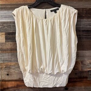 Banana Republic Cream Sleeveless Ruched Blouse